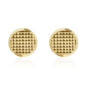 9k Yellow Gold Engine Turned Flat Disc Stud Earrings image