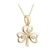 14K Gold Diamond Shamrock Pendant Necklace image