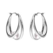 18k White Gold 6mm White Akoya Pear Hoop Earrings