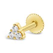 9k Gold CZ Trinity Piercing Earring