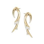 Cherry Blossom Yellow Gold Vermeil Pearl Earrings