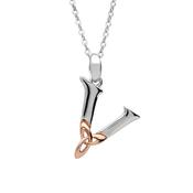 Sterling Silver Celtic Letter V Initial Pendant image