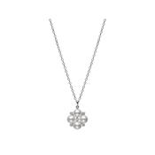 18k White Gold Diamond Cluster 5.25mm Pearl Necklace image