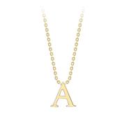 9k Yellow Gold A Initial Pendant Chain Necklace