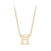 9k Yellow Gold H Initial Pendant Chain Necklace