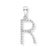 Weir Collection Diamond "R" Initial with 9 Carat White Gold