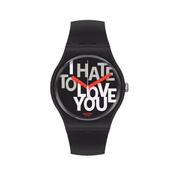 Valentine's Day HATE 2 LOVE 41mm, Round Black Dial, Quartz, Black Case, Black Strap Watch image