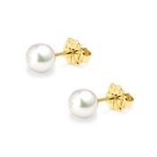 18ct yellow gold AAA Japanese Akoya pearl stud earrings image