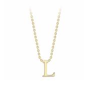 9k Yellow Gold L Initial Pendant Chain Necklace