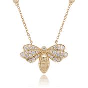 18k Yellow Gold and Diamond Bee Necklace image