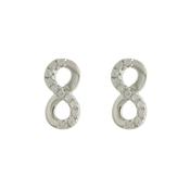 Sterling Silver Cubic Zirconia Small Infinity Stud Earrings