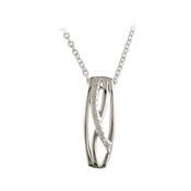 Sterling Silver CZ Lined Long Open Pendant Necklace image