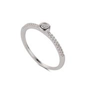 Sterling Silver Thin Band Solitaire Cubic Zirconia Ring - Size K image