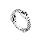 GG Interlocking 5.5mm Sterling Silver Gourmette Detail Ring Size L