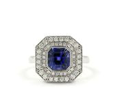 O'Dwyer Cosmo Diamond &amp; Sapphire Double Halo 18ct White Gold Ring image