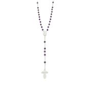 Silver Onyx Holy Communion Rosary Beads image