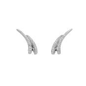 18k White Gold Diamond Double Hoop Earrings