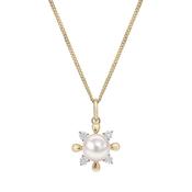 18ct yellow gold Akoya pearl and diamond pendant