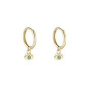 9k Yellow Gold Evil Eye Hoop Earrings