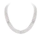 18k White Gold Akoya Pearl &amp; 0.92cts Diamond 2-Row Necklace image