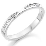 Platinum 0.18ct F/G VS Round Brilliant Cut Diamond Twist Line Band