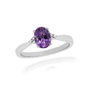 9ct White Gold Diamond &amp; Amethyst Ring image