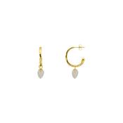 Gold Vermeil Relic Moonstone Drop Hoop Earrings