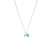 Juvi Sterling Silver Relic Aqua Chalcedony Droplet Charm Necklace image