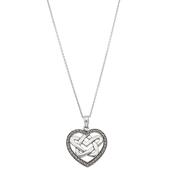 Sterling Silver Marcasite Double Heart Pendant Necklace image