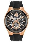 Maquina 46mm Black Skeleton Dial Automatic Black Rubber Strap Watch