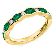 18k Yellow Gold Emerald and Diamond Ring