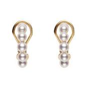 18k Yellow Gold White Akoya Pearl Bubble Earrings image