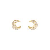 9k Yellow Gold CZ Moon Stud Earrings