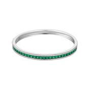 Sterling Silver CZ &amp; Green Stone Princess Set Bangle