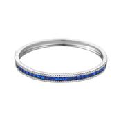 Sterling Silver CZ &amp; Blue Stone Princess Set Bangle