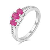 9k White Gold Ruby and Diamond Three Stone Ring