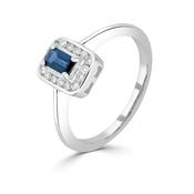 9k Sapphire &amp; Diamond Halo Ring