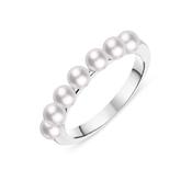 18k White Gold 3.5mm White Akoya Pearl Bubble Ring