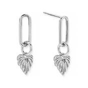 ChloBo Sterling Silver Leaf Heart Drop Earrings image