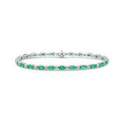 18k Emerald &amp; Diamond Tennis Line Bracelet