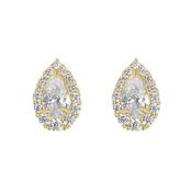 9K Yellow Gold Pear Cubic Zirconia Cluster Stud Earrings image