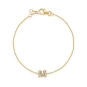 18k Yellow Gold Diamond Initial 'M' Bracelet