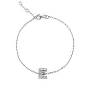 18k White Gold Diamond Initial "E" Bracelet