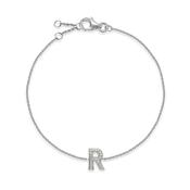 18k White Gold Diamond Initial "R" Bracelet