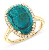 18k Gold, Chrysocolla &amp; Diamond Dress Ring image