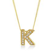 18k Yellow Gold Diamond Initial "K" Pendant Necklace