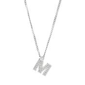 18k White Gold Diamond Initial "M" Pendant Necklace