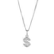 18k White Gold Diamond Initial "S" Pendant Necklace