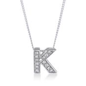 18k White Gold Diamond Initial "K" Pendant Necklace