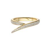 Interlocking Single Ring 18k Yellow Gold Diamond Pave Ring